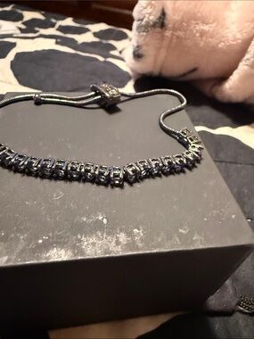 Black Tennis bracelet with Adjustable Slider